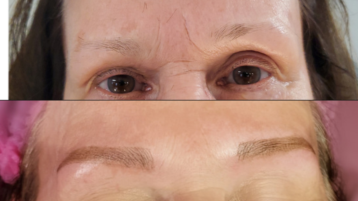 person with microblading service